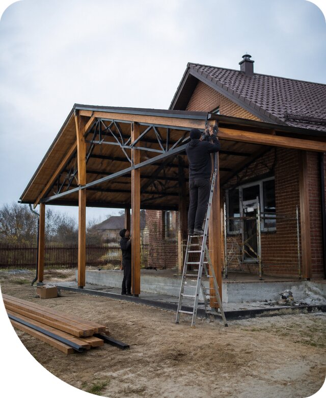 Пристройка навеса к дому и участку в Учалах под ключ